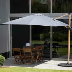 Parasol Déporté 3x3m Et 4 Dalles Lestées Effet Bois Gris -Konst Decor Magasin 647b2f8539ec58.73219592