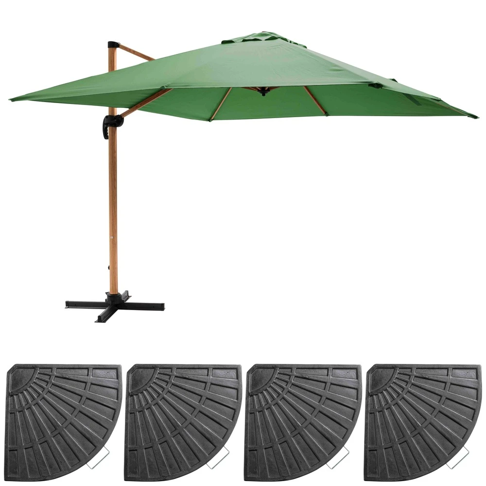 Parasol Déporté 3x3m Et 4 Dalles Lestées Effet Bois Vert Cactus 1 Parasol Déporté 3x3m Et 4 Dalles Lestées Effet Bois Vert Cactus