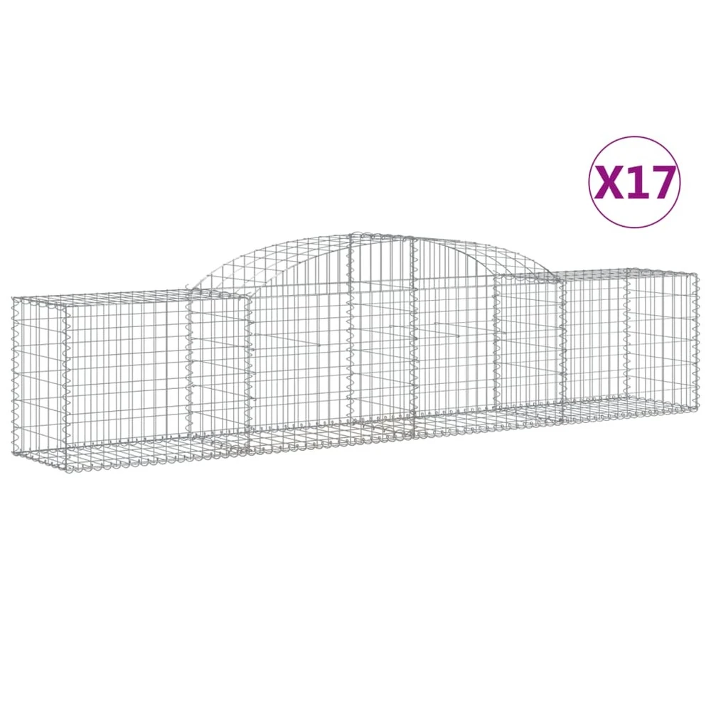 VIDAXL Paniers à Gabions Arqués 17 Pcs 300x50x60/80 Cm Fer Galvanisé 2 VIDAXL Paniers à Gabions Arqués 17 Pcs 300x50x60/80 Cm Fer Galvanisé – Image 2