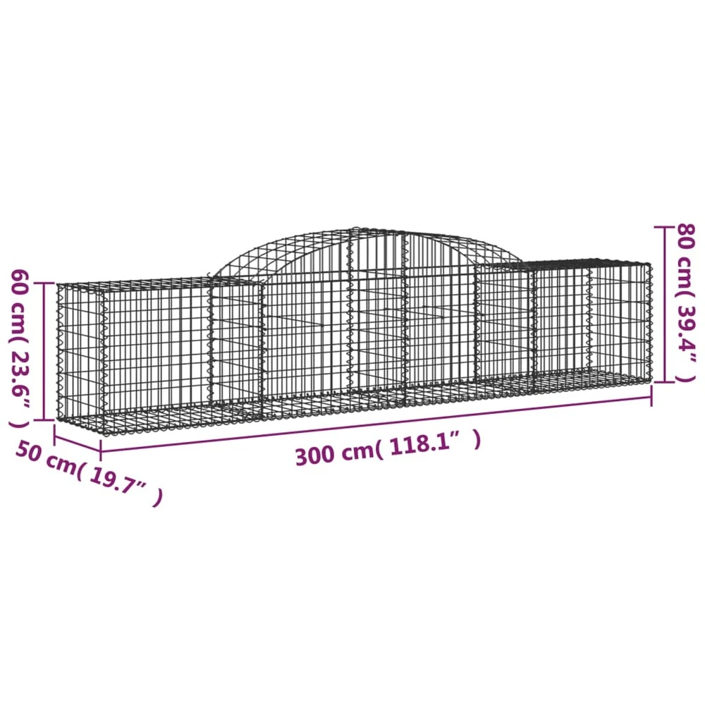 VIDAXL Paniers à Gabions Arqués 17 Pcs 300x50x60/80 Cm Fer Galvanisé 6 VIDAXL Paniers à Gabions Arqués 17 Pcs 300x50x60/80 Cm Fer Galvanisé – Image 6