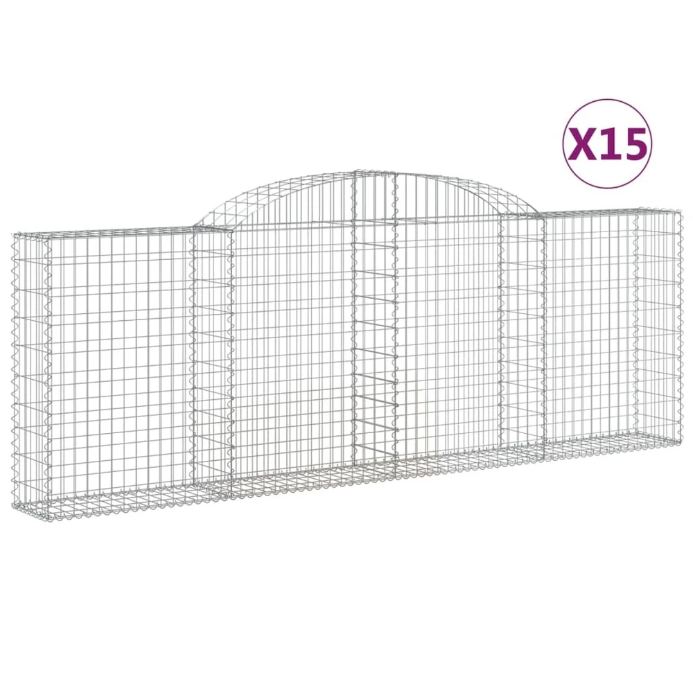 VIDAXL Paniers à Gabions Arqués 15 Pcs 300x30x100/120 Cm Fer Galvanisé 2 VIDAXL Paniers à Gabions Arqués 15 Pcs 300x30x100/120 Cm Fer Galvanisé – Image 2
