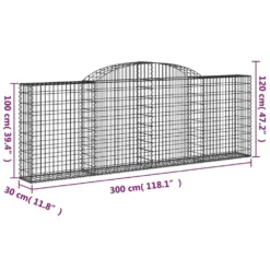 VIDAXL Paniers à Gabions Arqués 15 Pcs 300x30x100/120 Cm Fer Galvanisé 11 VIDAXL Paniers à Gabions Arqués 15 Pcs 300x30x100/120 Cm Fer Galvanisé -Konst Decor Magasin 647dd2fc404b92.89389562