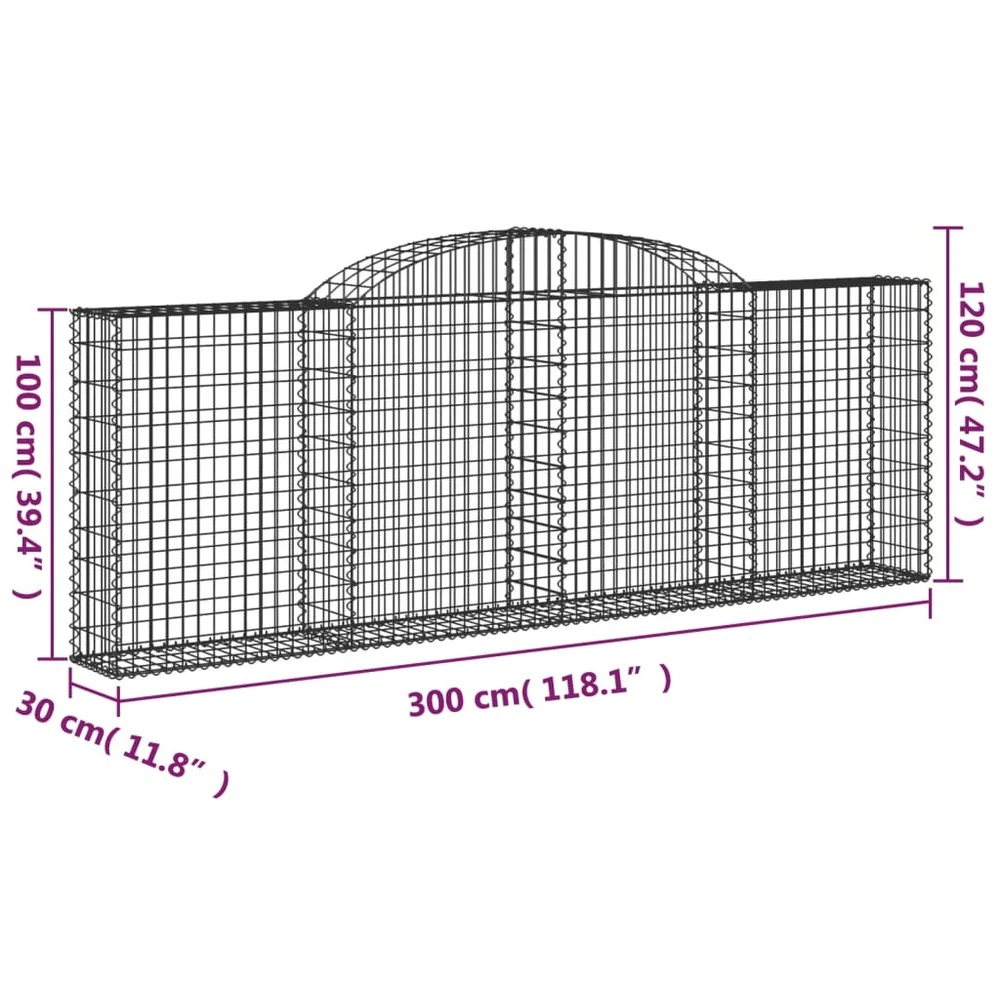 VIDAXL Paniers à Gabions Arqués 15 Pcs 300x30x100/120 Cm Fer Galvanisé 6 VIDAXL Paniers à Gabions Arqués 15 Pcs 300x30x100/120 Cm Fer Galvanisé – Image 6