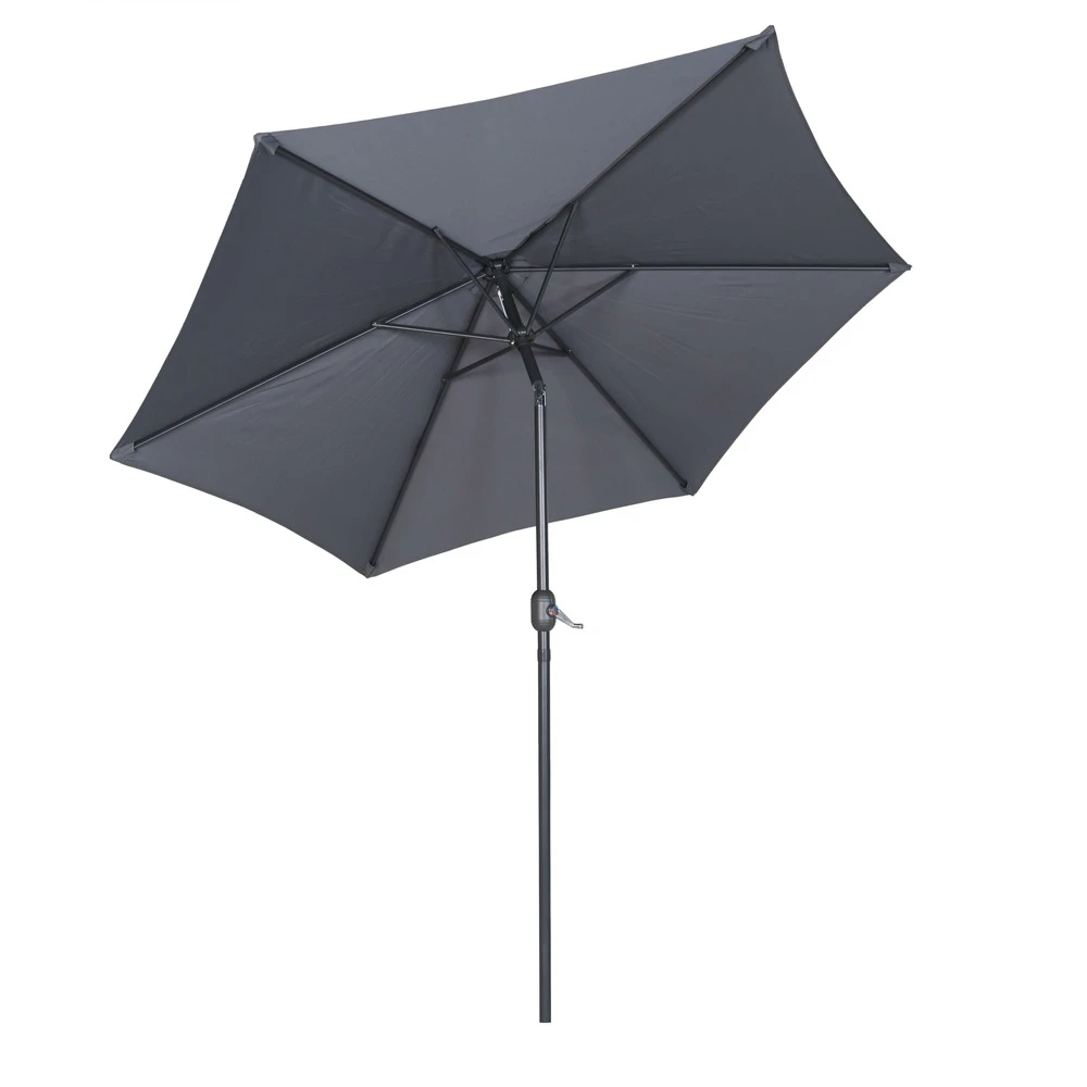 Parasol Droit Inclinable 3m Et 4 Dalles Lestées Aluminium Gris 3 Parasol Droit Inclinable 3m Et 4 Dalles Lestées Aluminium Gris – Image 3