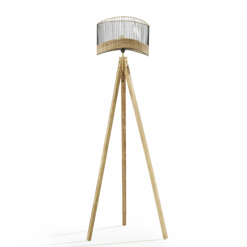 Lampadaire En Manguier Massif Et Rotin 2 Lampadaire En Manguier Massif Et Rotin – Image 2