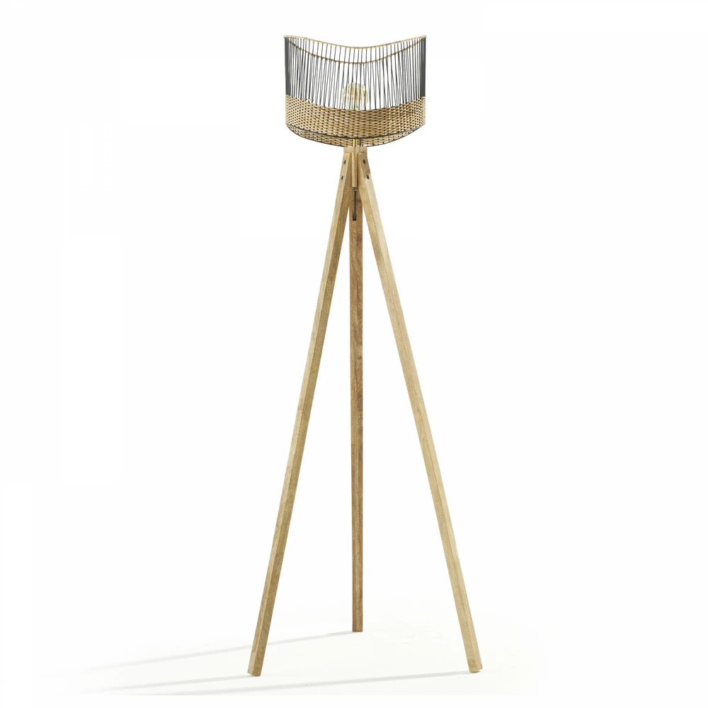 Lampadaire En Manguier Massif Et Rotin 1 Lampadaire En Manguier Massif Et Rotin