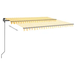 VIDAXL Auvent Automatique Capteur De Vent Led 4,5x3,5 M Jaune Et Blanc -Konst Decor Magasin 6480d1c5c90819.11781474