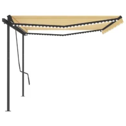 VIDAXL Auvent Automatique Capteur De Vent Et Led 5x3,5m Jaune Et Blanc 10 VIDAXL Auvent Automatique Capteur De Vent Et Led 5x3,5m Jaune Et Blanc -Konst Decor Magasin 6480d1d12bb8c5.94546973