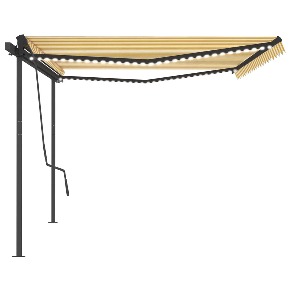 VIDAXL Auvent Automatique Capteur De Vent Et Led 5x3,5m Jaune Et Blanc 4 VIDAXL Auvent Automatique Capteur De Vent Et Led 5x3,5m Jaune Et Blanc – Image 4