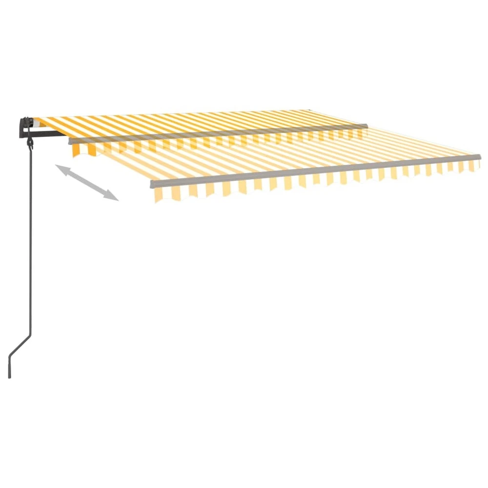 VIDAXL Auvent Automatique Capteur De Vent Et Led 5x3,5m Jaune Et Blanc 5 VIDAXL Auvent Automatique Capteur De Vent Et Led 5x3,5m Jaune Et Blanc – Image 5