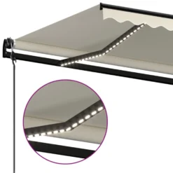 VIDAXL Auvent Automatique Avec Capteur De Vent Et Led 450x350 Cm Crème 11 VIDAXL Auvent Automatique Avec Capteur De Vent Et Led 450x350 Cm Crème -Konst Decor Magasin 6480d1e051f538.05467392
