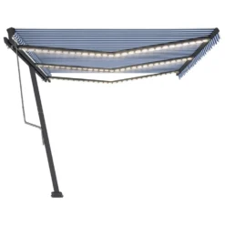 VIDAXL Auvent Automatique Capteur De Vent/led 600x300 Cm Bleu Et Blanc 10 VIDAXL Auvent Automatique Capteur De Vent/led 600x300 Cm Bleu Et Blanc -Konst Decor Magasin 6480d1e873b8f4.74854602