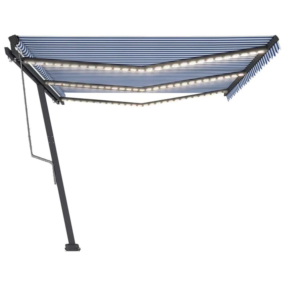 VIDAXL Auvent Automatique Capteur De Vent/led 600x300 Cm Bleu Et Blanc 4 VIDAXL Auvent Automatique Capteur De Vent/led 600x300 Cm Bleu Et Blanc – Image 4