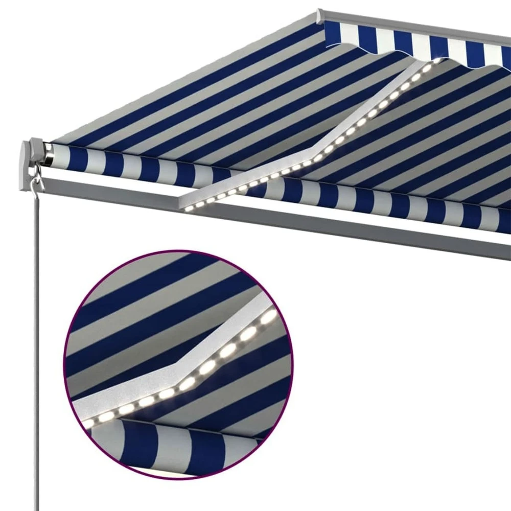 VIDAXL Auvent Automatique Capteur De Vent/led 600x300 Cm Bleu Et Blanc 6 VIDAXL Auvent Automatique Capteur De Vent/led 600x300 Cm Bleu Et Blanc – Image 6