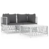 VIDAXL Salon De Jardin Avec Coussins 3 Pcs Blanc Acier