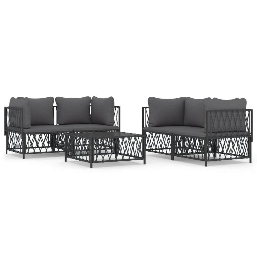 VIDAXL Salon De Jardin Avec Coussins 5 Pcs Anthracite Acier 1 VIDAXL Salon De Jardin Avec Coussins 5 Pcs Anthracite Acier