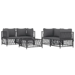 VIDAXL Salon De Jardin Avec Coussins 5 Pcs Anthracite Acier 9 VIDAXL Salon De Jardin Avec Coussins 5 Pcs Anthracite Acier -Konst Decor Magasin 6480d2c1839a81.48416381