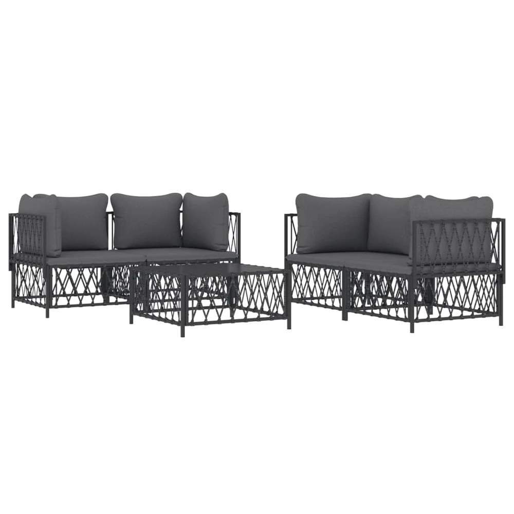 VIDAXL Salon De Jardin Avec Coussins 5 Pcs Anthracite Acier 3 VIDAXL Salon De Jardin Avec Coussins 5 Pcs Anthracite Acier – Image 3