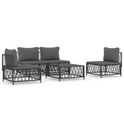 VIDAXL Salon De Jardin Avec Coussins 5 Pcs Anthracite Acier
