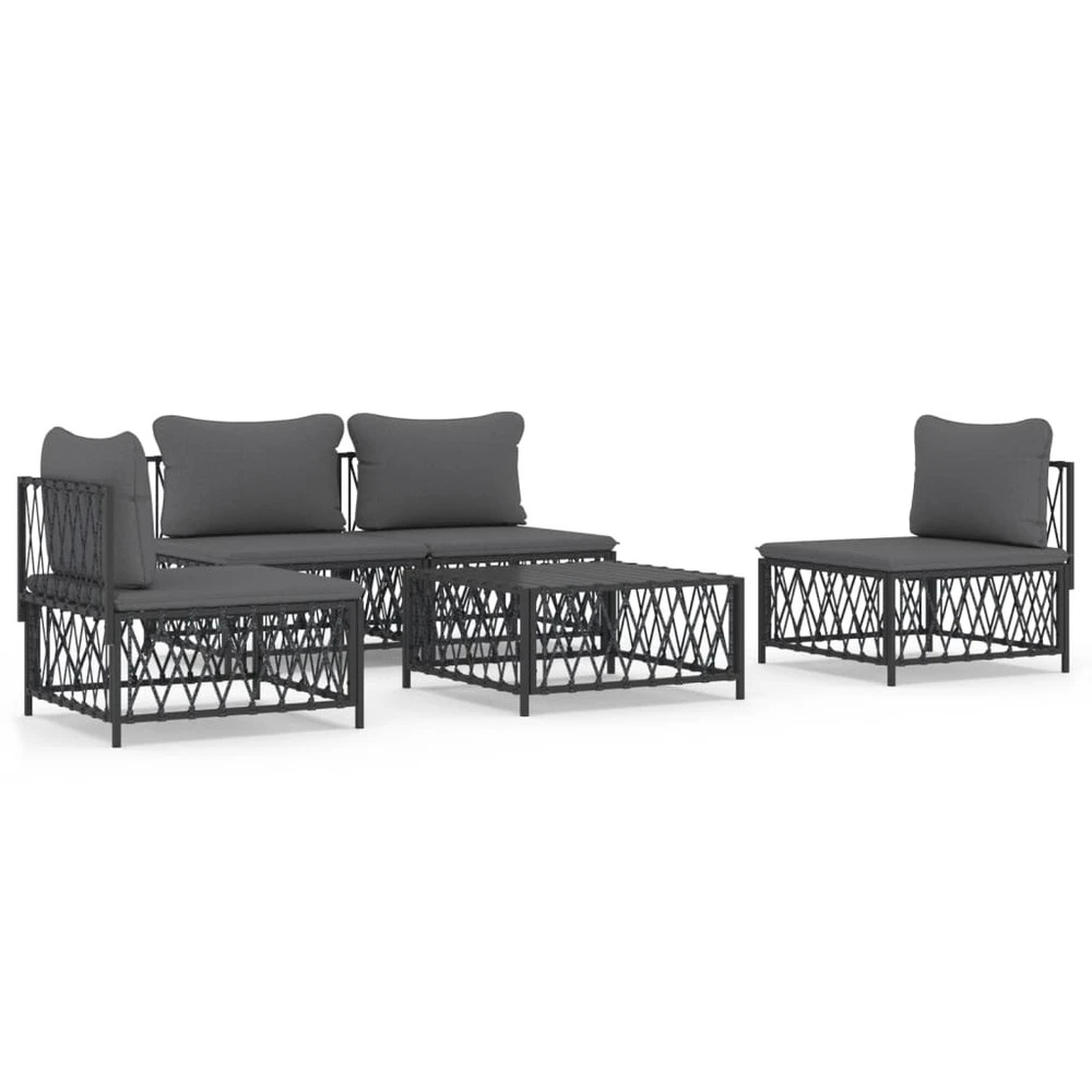 VIDAXL Salon De Jardin Avec Coussins 5 Pcs Anthracite Acier 1 VIDAXL Salon De Jardin Avec Coussins 5 Pcs Anthracite Acier