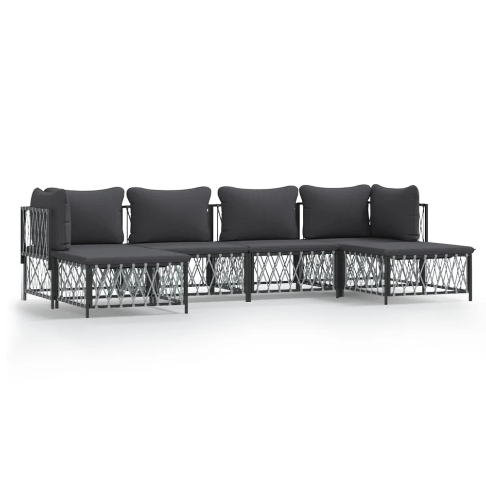 VIDAXL Salon De Jardin Avec Coussins 6 Pcs Anthracite Acier 1 VIDAXL Salon De Jardin Avec Coussins 6 Pcs Anthracite Acier