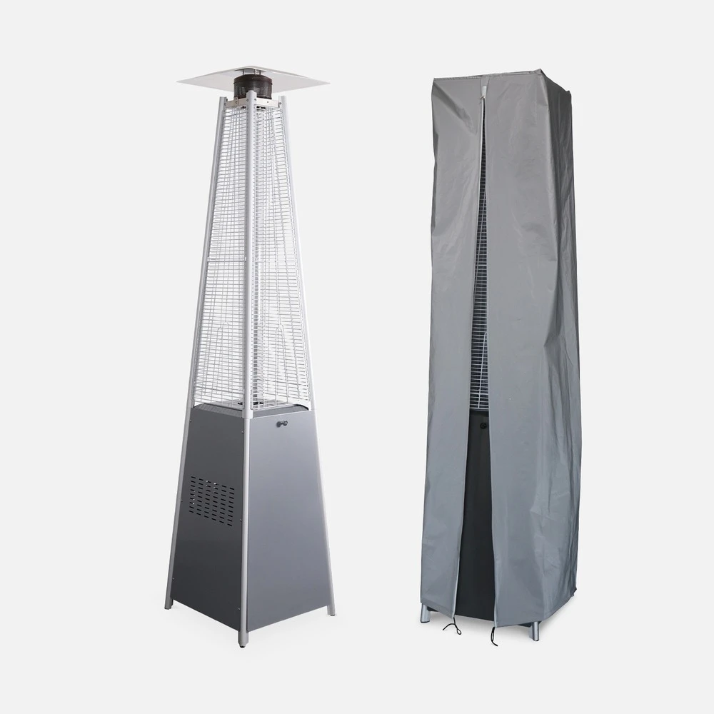 Chauffage D'extérieur Avec Sa Housse Intégrale - Arctic 13kw Gris Clair - Parasol Chauffant Gaz Pyramide. Chauffage De Terrasse 1 Chauffage D'extérieur Avec Sa Housse Intégrale - Arctic 13kw Gris Clair - Parasol Chauffant Gaz Pyramide. Chauffage De Terrasse
