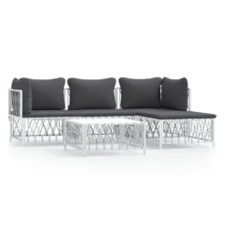 VIDAXL Salon De Jardin Avec Coussins 5 Pcs Blanc Acier