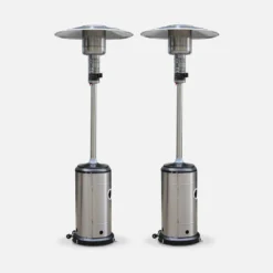 Lot De 2 Chauffages D'extérieur Gaz 12.5kw - Finland - Parasols Chauffants En Acier Inoxydable. Réglable. Porte En Façade Et