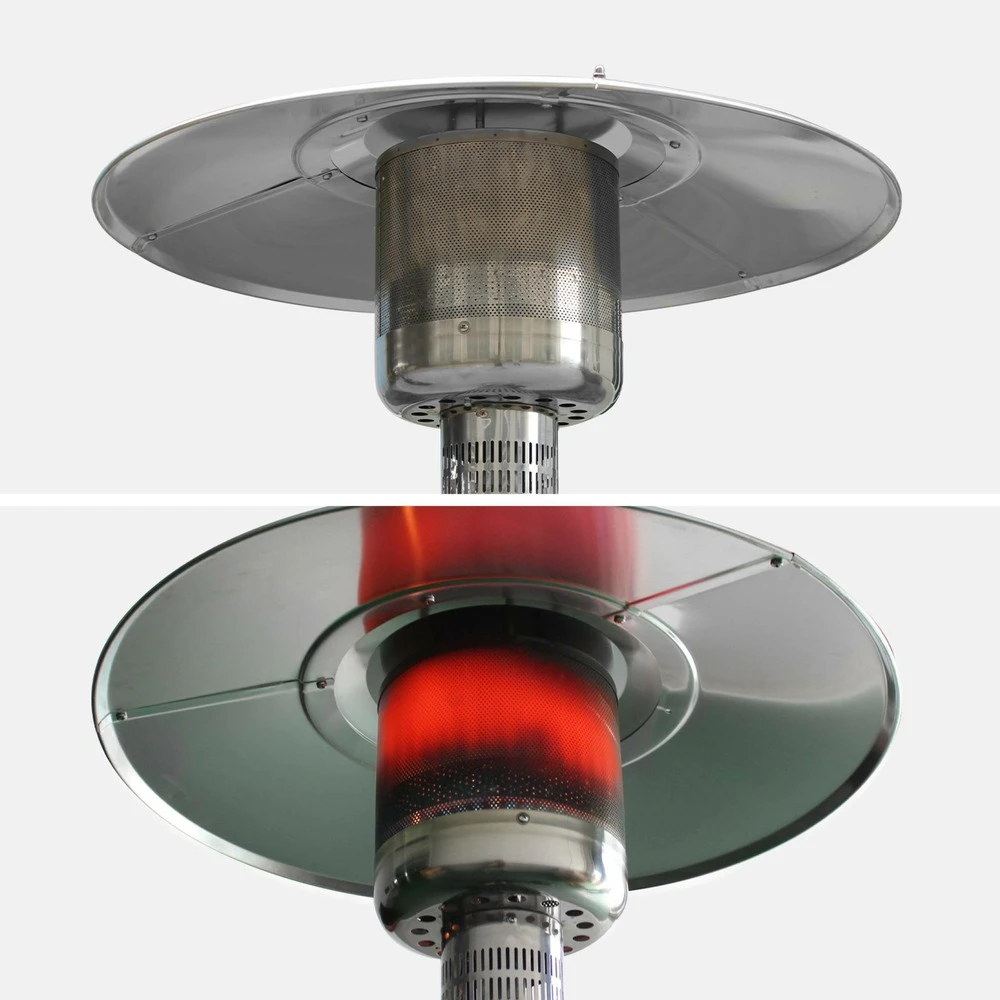 Lot De 2 Chauffages Extérieur à Gaz Noir. Parasols Chauffants De Terrasse Finland 12.5kw Avec Roulettes 4 Lot De 2 Chauffages Extérieur à Gaz Noir. Parasols Chauffants De Terrasse Finland 12.5kw Avec Roulettes – Image 4