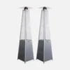 Lot De 2 Parasols Chauffants Gaz Pyramide. Gris Clair. Véritable Flamme. Roulettes Incluses