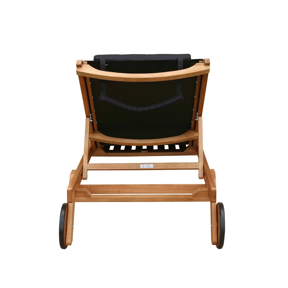 Lot De 2 Bains De Soleil Avec Coussin Et Tablette En Bois Noir 4 Lot De 2 Bains De Soleil Avec Coussin Et Tablette En Bois Noir – Image 4