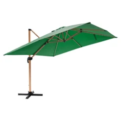 Parasol Déporté Carré 3x3m Effet Bois Vert Cactus