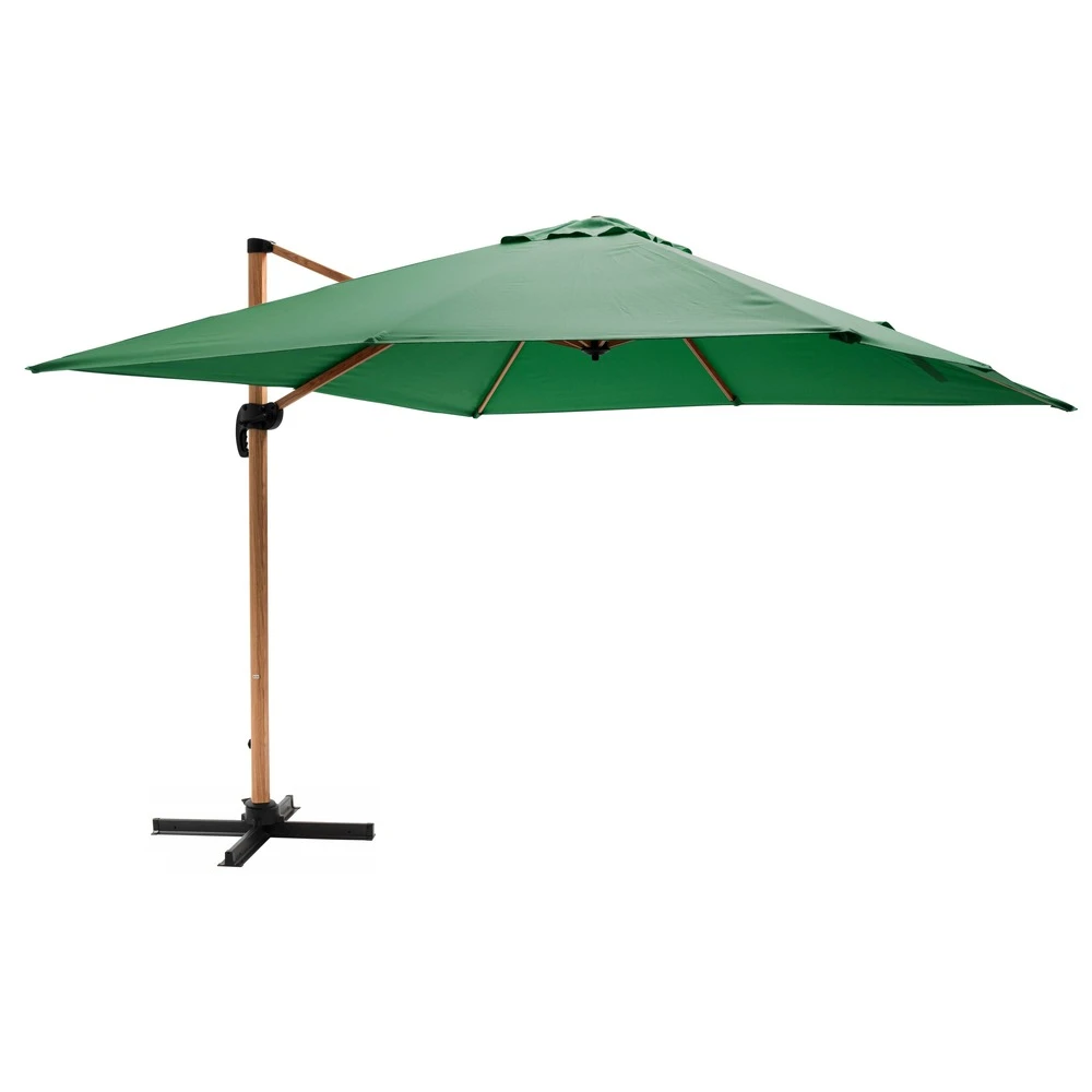 Parasol Déporté Carré 3x3m Effet Bois Vert Cactus 2 Parasol Déporté Carré 3x3m Effet Bois Vert Cactus – Image 2