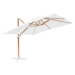 Parasol Déporté Carré 3x3m Effet Bois écru