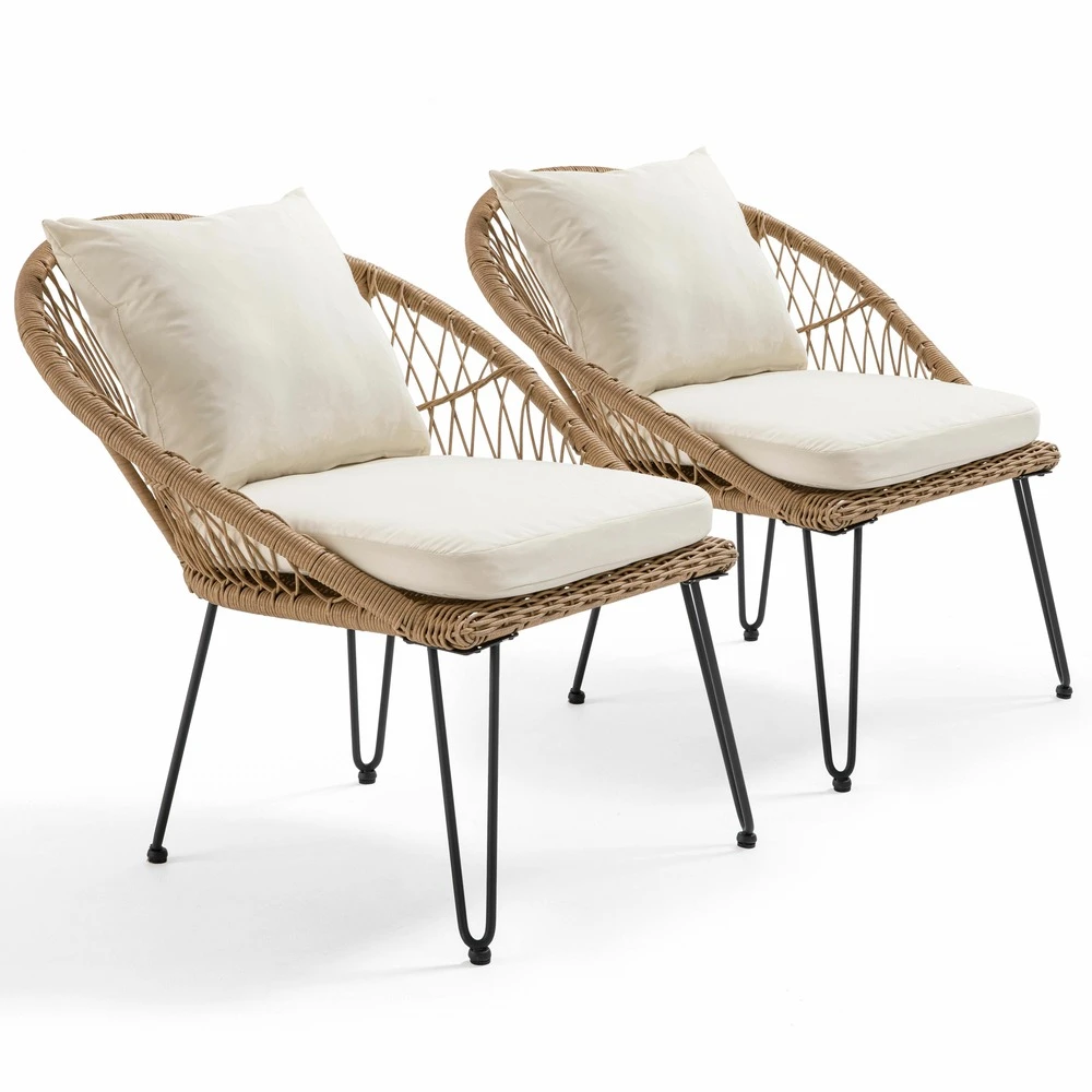 Lot De 2 Fauteuils De Jardin En Résine Tressée 1 Lot De 2 Fauteuils De Jardin En Résine Tressée