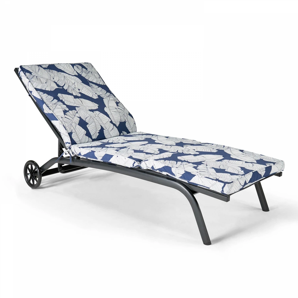 Lot De 2 Coussins Bain De Soleil Polyester Bleu 186x60x5 Cm 2 Lot De 2 Coussins Bain De Soleil Polyester Bleu 186x60x5 Cm – Image 2