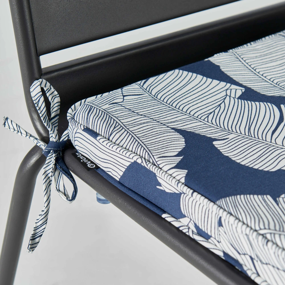 Lot De 4 Galettes De Chaise Polyester Abaca Bleu 40x40x3 Cm 4 Lot De 4 Galettes De Chaise Polyester Abaca Bleu 40x40x3 Cm – Image 4