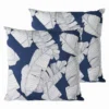 Lot De 2 Coussins Carrés Polyester Abaca Bleu 45x45x8 Cm