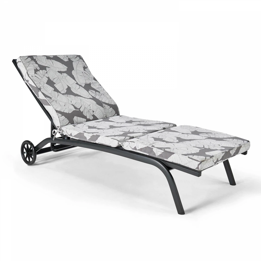 Lot De 2 Coussins Bain De Soleil Polyester Gris 186x60x5 Cm 2 Lot De 2 Coussins Bain De Soleil Polyester Gris 186x60x5 Cm – Image 2