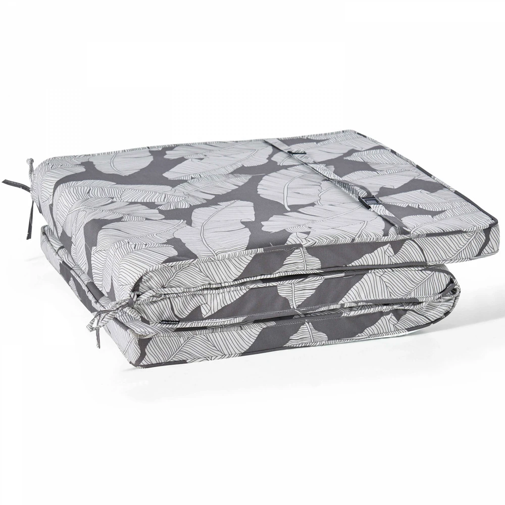 Lot De 2 Coussins Bain De Soleil Polyester Gris 186x60x5 Cm 3 Lot De 2 Coussins Bain De Soleil Polyester Gris 186x60x5 Cm – Image 3