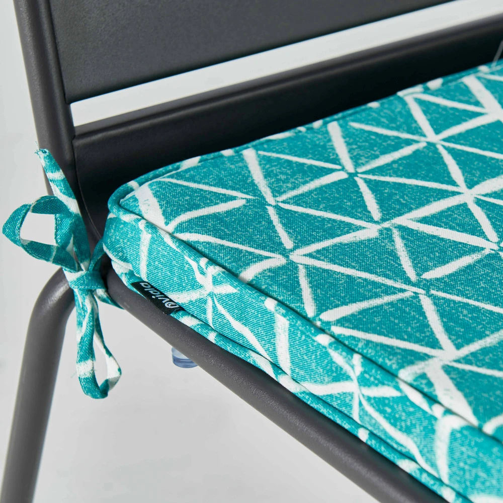 Lot De 4 Galettes De Chaise Polyester Lagune 40x40x3 Cm 4 Lot De 4 Galettes De Chaise Polyester Lagune 40x40x3 Cm – Image 4