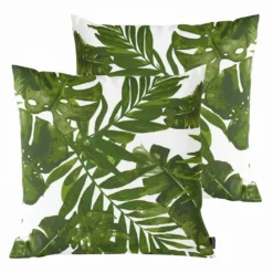 Lot De 2 Coussins Carrés Polyester Jungle 45x45x8 Cm