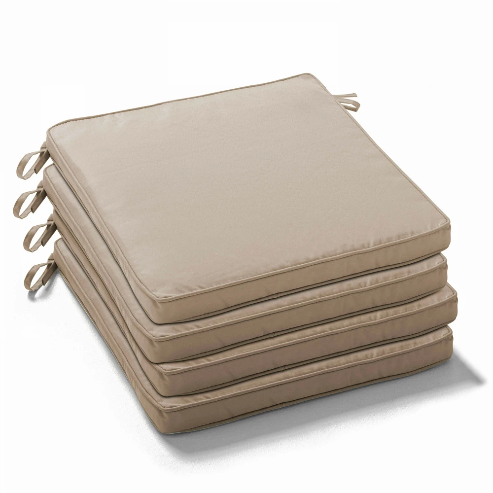 Lot De 4 Galettes De Chaise Polyester Taupe 40x40x3 Cm 1 Lot De 4 Galettes De Chaise Polyester Taupe 40x40x3 Cm