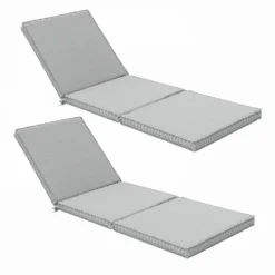 Lot De 2 Coussins Bain De Soleil Polyester Blanc 186x60x5 Cm