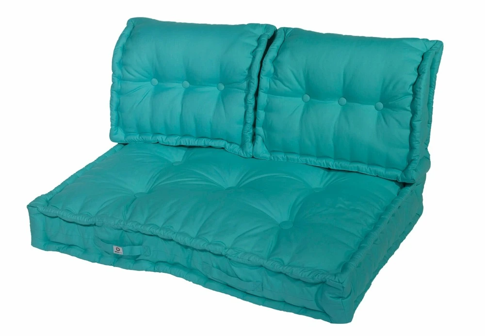 Coussins Palette Capitonné 120x80x20cm Bleu Caraïbes 1 Coussins Palette Capitonné 120x80x20cm Bleu Caraïbes