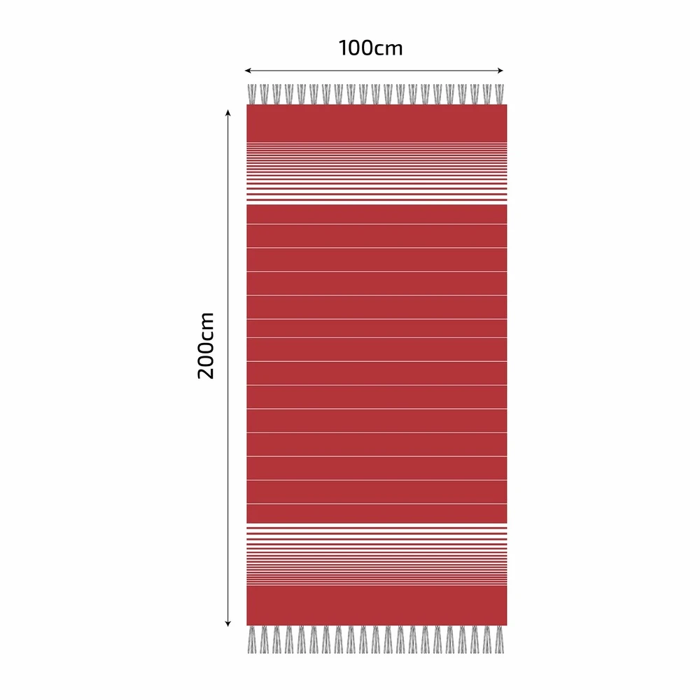 Fouta En Coton Miami 100x200cm Rouge 4 Fouta En Coton Miami 100x200cm Rouge – Image 4
