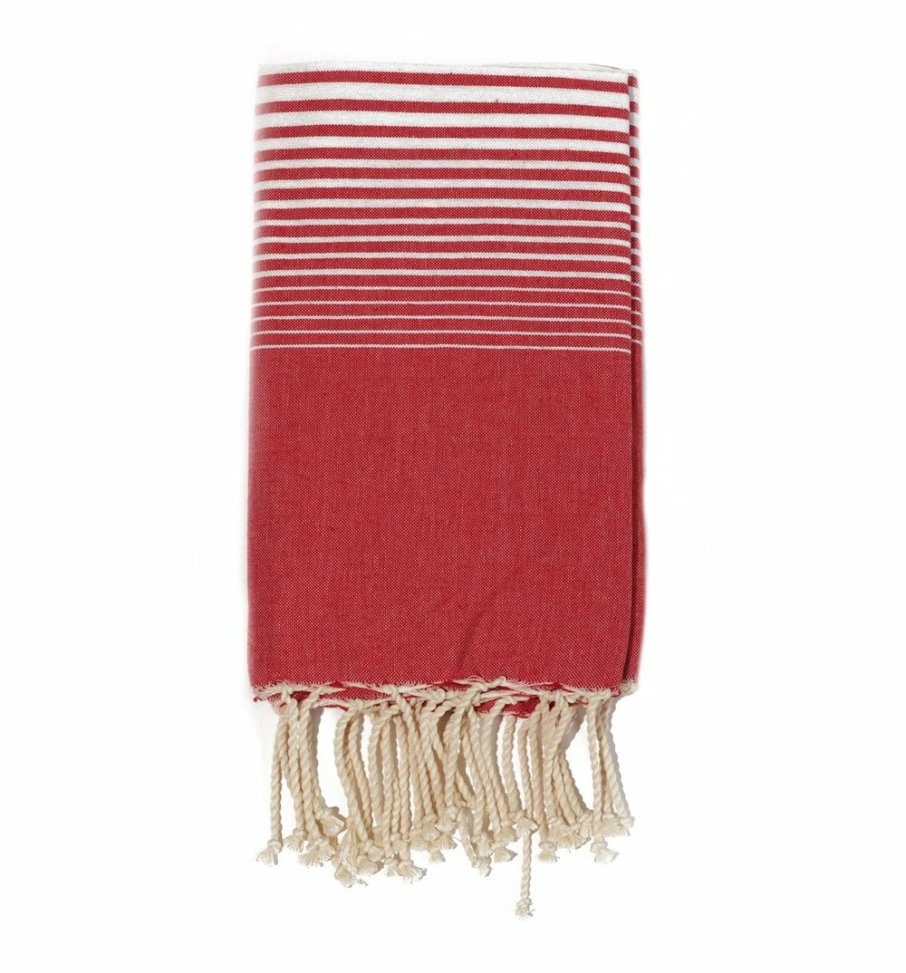 Fouta En Coton Miami 100x200cm Rouge 1 Fouta En Coton Miami 100x200cm Rouge