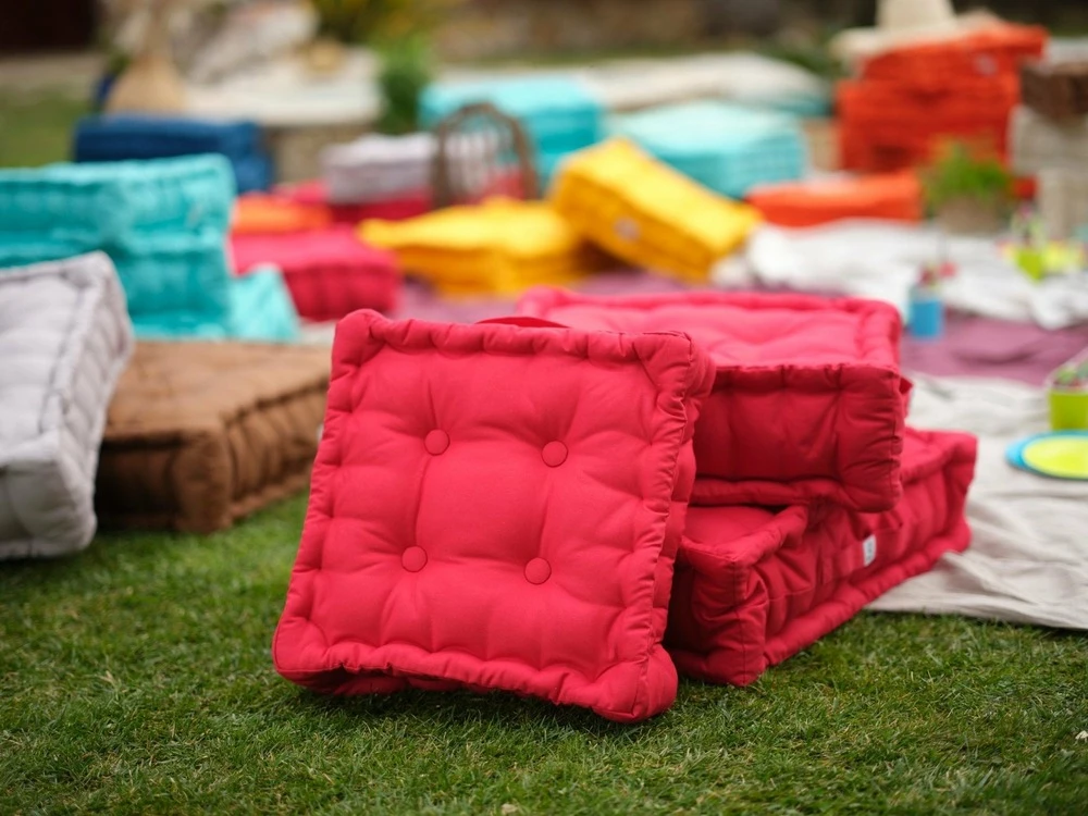 Coussin De Sol Lot De 2 - 40 X 40 Cm Rouge Piment 2 Coussin De Sol Lot De 2 - 40 X 40 Cm Rouge Piment – Image 2