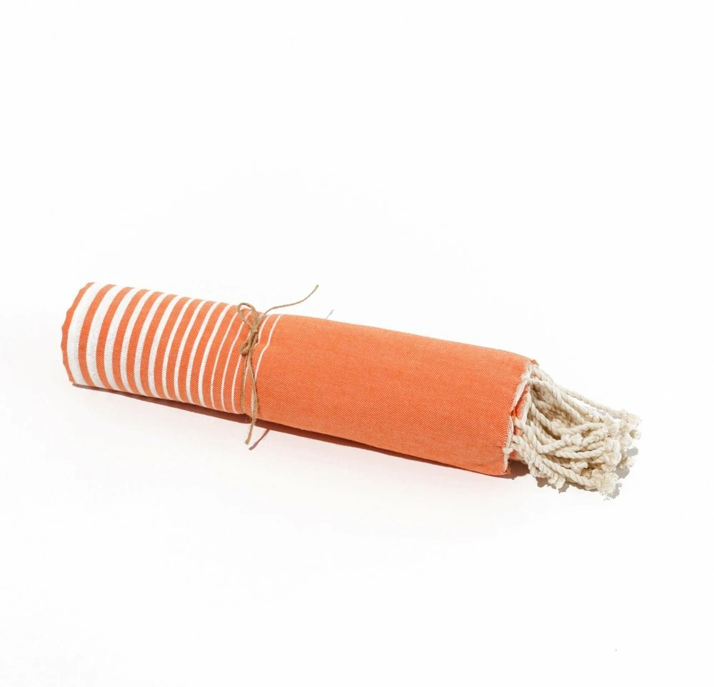 Fouta En Coton Miami 100x200cm Orange 3 Fouta En Coton Miami 100x200cm Orange – Image 3