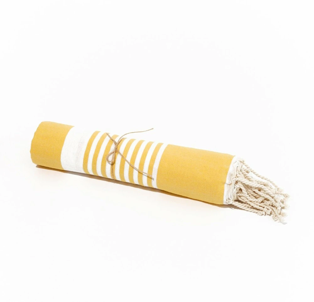 Fouta En Coton Arthur 100x200cm Jaune 3 Fouta En Coton Arthur 100x200cm Jaune – Image 3